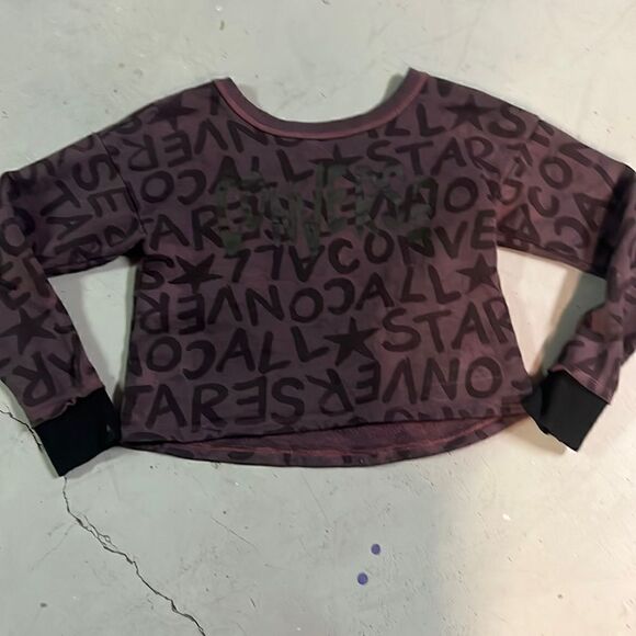 Small Purple Converse Crop Top Sweater - Picture 1 of 3